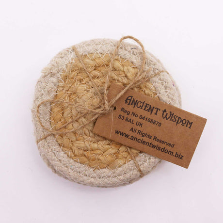 Natural Coaster - Jute & Cotton 10cm (set of 4) - Ivory Boarder - SHAMTAM.COM