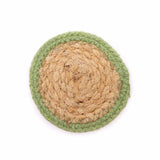 Natural Coaster - Jute & Cotton 10cm (set of 4) - Olive Boarder - SHAMTAM.COM