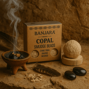 Natural Banjara Copal Smudge Beads - Ethno Tribal Incense for Cleansing and Purifying Spaces - SHAMTAM.COM