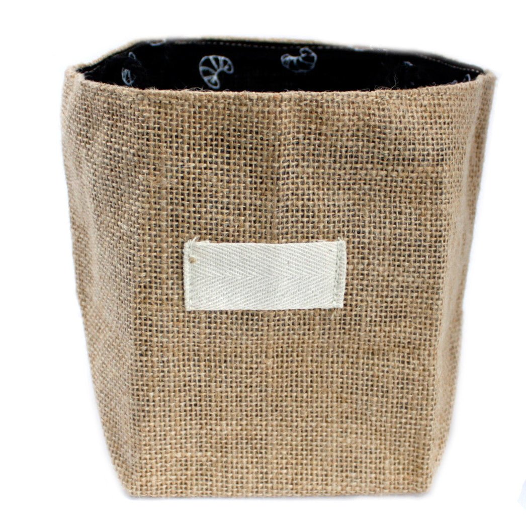 Natural Jute Cotton Gift Bag - Black Lining - Large - SHAMTAM.COM