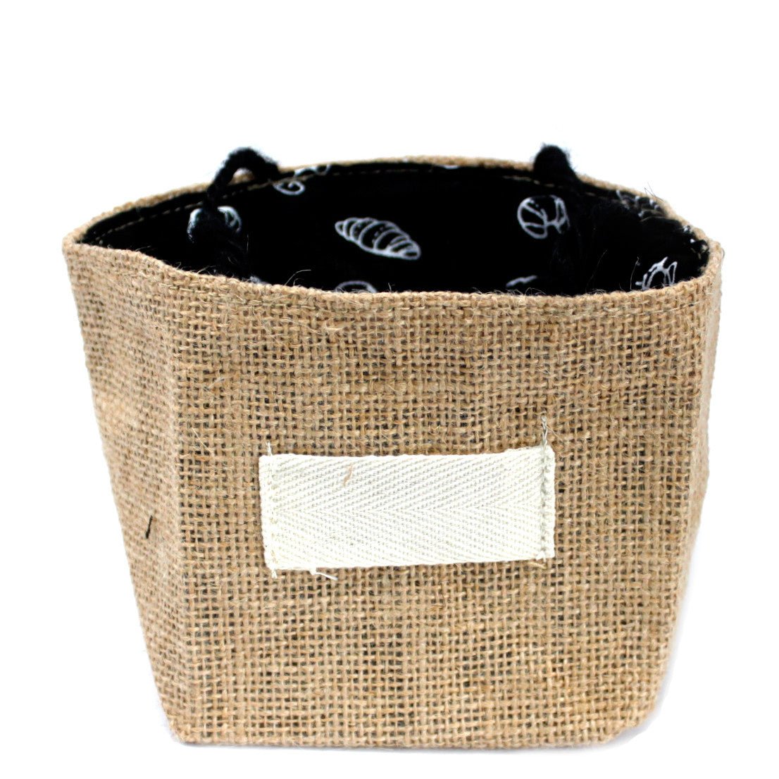 Natural Jute Cotton Gift Bag - Black Lining - Medium - SHAMTAM.COM