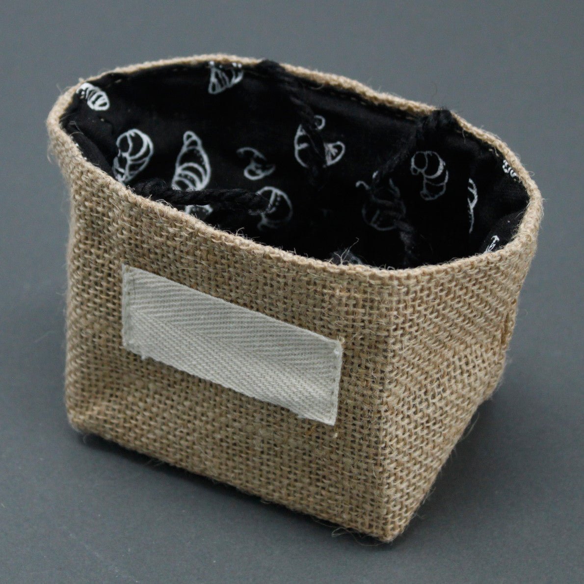 Natural Jute Cotton Gift Bag - Black Lining - Small - SHAMTAM.COM