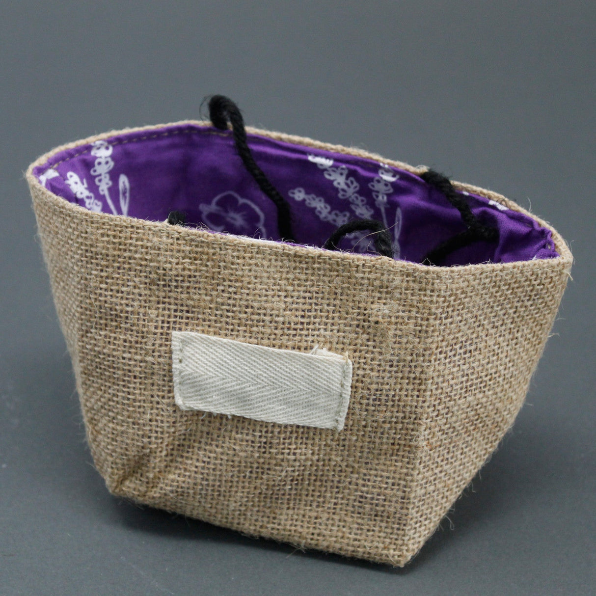 Natural Jute Cotton Gift Bag - Lavender Lining - Medium - SHAMTAM.COM