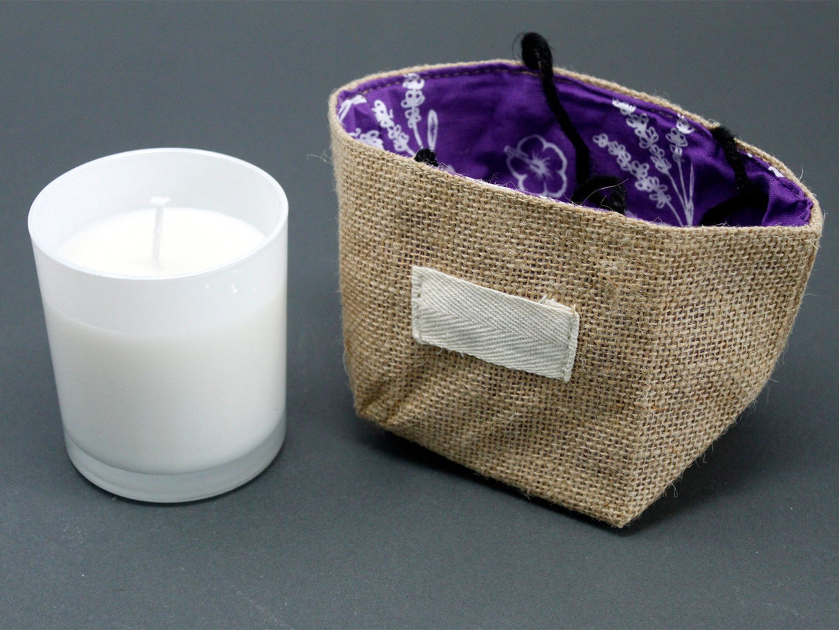 Natural Jute Cotton Gift Bag - Lavender Lining - Medium - SHAMTAM.COM