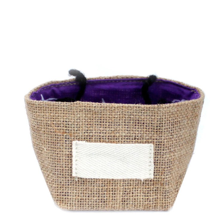 Natural Jute Cotton Gift Bag - Lavender Lining - Small - SHAMTAM.COM