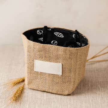 Saco de Oferta de Juta Natural Preto com Forro de Algodão Médio