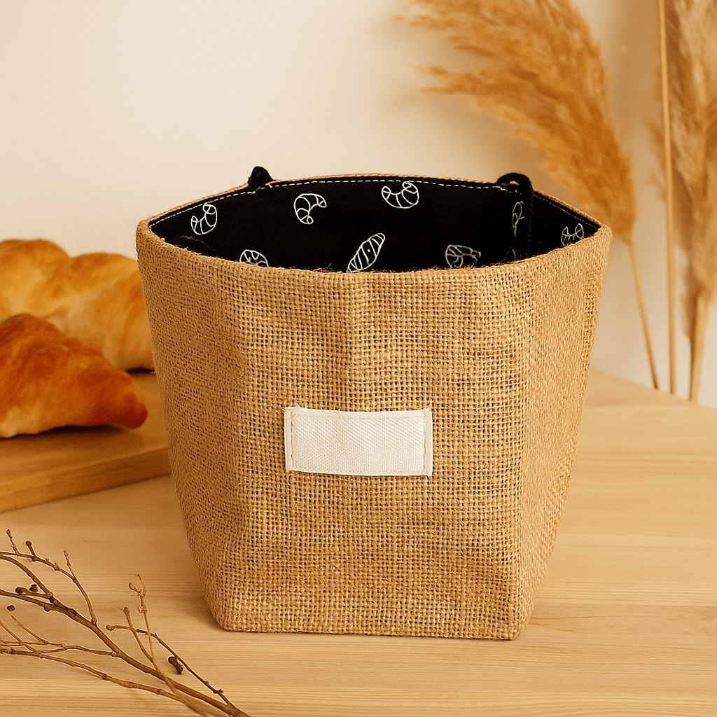 Natural Jute Gift Bag Large Black Cotton Lining - SHAMTAM.COM