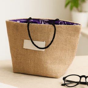 Natural Jute Gift Bag Lavender Cotton Lining - SHAMTAM.COM
