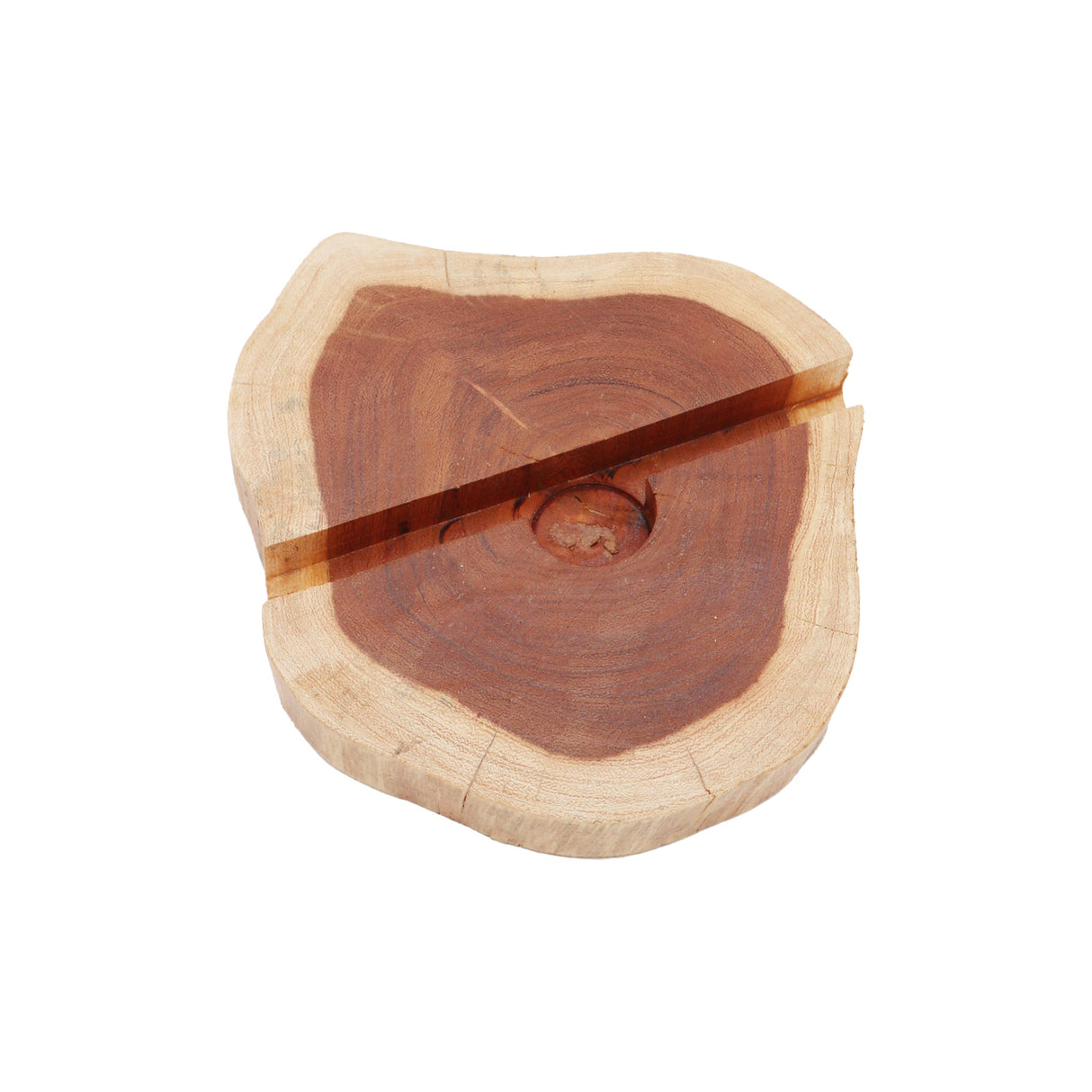 Natural Lrg Gamal Wood Phone Holder - Rustic Tree Slice Coaster and Trivet with Growth Rings - SHAMTAM.COM