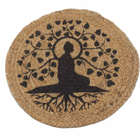 Natural Place Mat - Jute 30cm - Bodhi Tree Print - SHAMTAM.COM