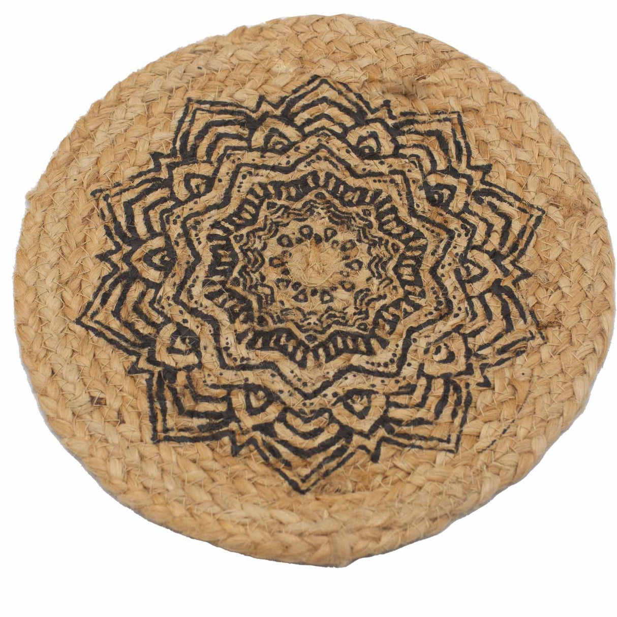 Natural Place Mat - Jute 30cm - Mandala Print - SHAMTAM.COM