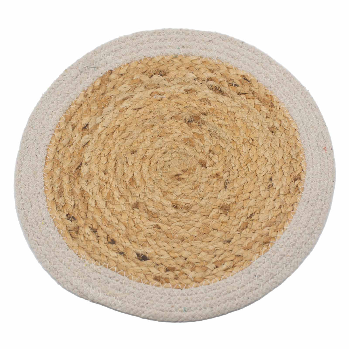 Natural Place Mat - Jute & Cotton 30cm - Ivory Border - SHAMTAM.COM