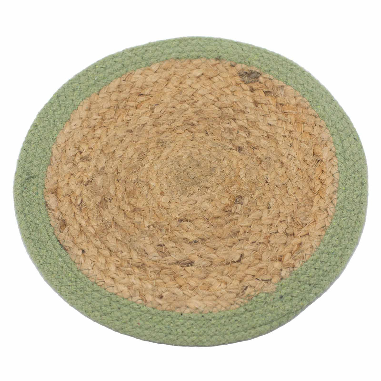 Natural Place Mat - Jute & Cotton 30cm - Olive Border - SHAMTAM.COM