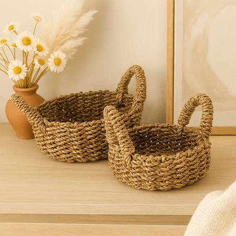 Natural Seagrass Baskets, Set of 2 - SHAMTAM.COM