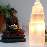 Natural Selenite Lamp - Tower 25 cm - SHAMTAM.COM