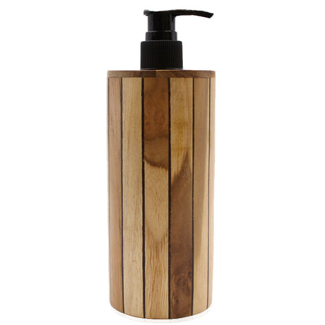 Natural Teakwood Soap Dispenser - Round - SHAMTAM.COM