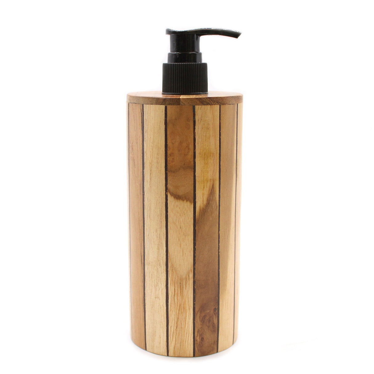 Natural Teakwood Soap Dispenser - Round - SHAMTAM.COM