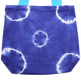 Tote Bag Natural Tye - Dye Cotton Bag (8oz) - 38x42x12cm - Blue Rings - Blue Handle - SHAMTAM.COM