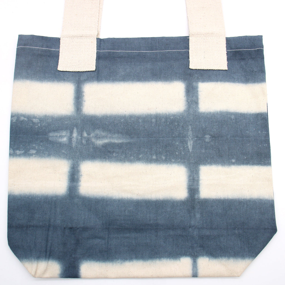 Tote Bag Natural Tye - Dye Cotton Bag (8oz) - 38x42x12cm - Grey Blocks - Natural Handle - SHAMTAM.COM