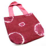 Natural Tye - Dye Cotton Bag (8oz) - 38x42x12cm - Maroon Rings - Pink Handle - SHAMTAM.COM