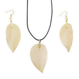 Necklace & Earring Set - Bravery Leaf - Gold - SHAMTAM.COM