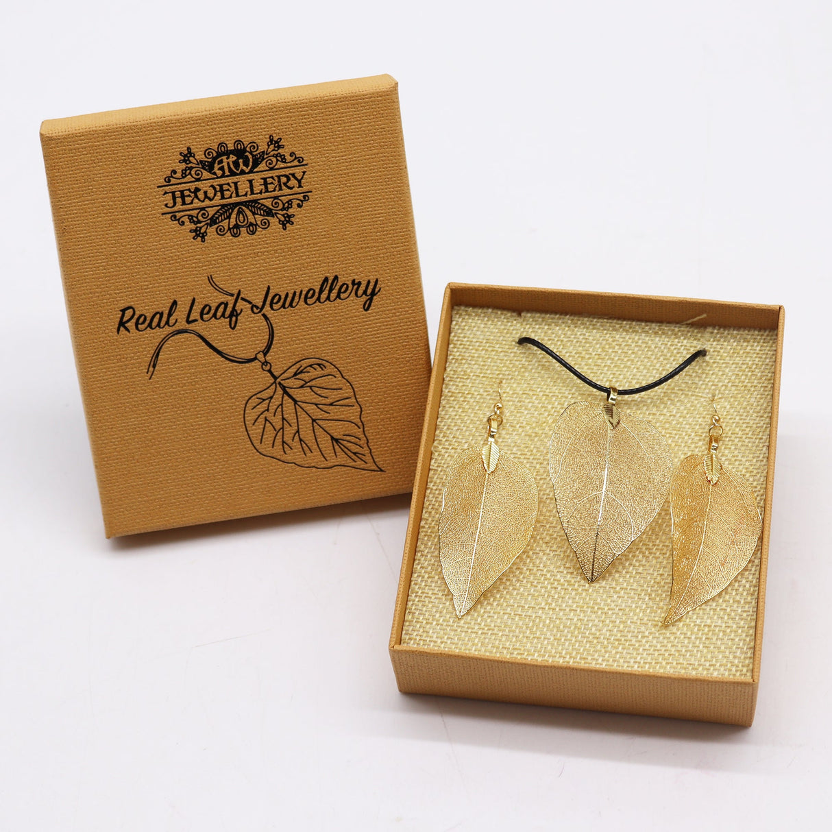 Necklace & Earring Set - Bravery Leaf - Gold - SHAMTAM.COM