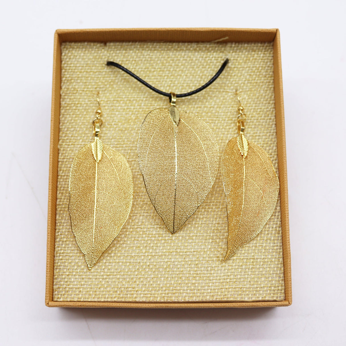 Necklace & Earring Set - Bravery Leaf - Gold - SHAMTAM.COM