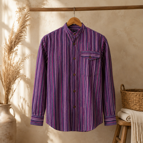Camisa Nomad Sari Grandad - Negro Púrpura - XL