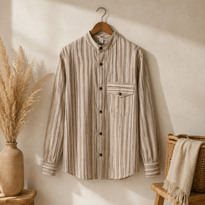 Camisa Grandad Nomad Sari - Marrón Beige - Grande