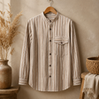 Camisa Grandad Nomad Sari - Marrón Beige - XL
