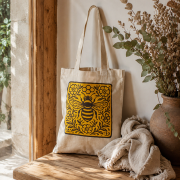 Nomad Sari Ikoniczna torba Toni Tote - Bee Kind - Naturalna 10oz