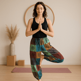 Nomad Sari - Mushroom Pants - Block Print Designs - Green Tones S/M - SHAMTAM.COM