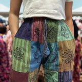 Nomad Sari - Mushroom Pants - Block Print Designs - Green Tones S/M - SHAMTAM.COM