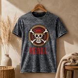 Nomad Sari Stonewashed Pamuk Tişört - Rebel - Kömür Grisi - Large