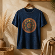 Nomad Sari Stonewashed Pamuk Tişört - Stay Wild Moon Child - Mavi - Large