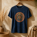 Nomad Sari Stonewashed Pamuk Tişört - Stay Wild Moon Child - Mavi - Large