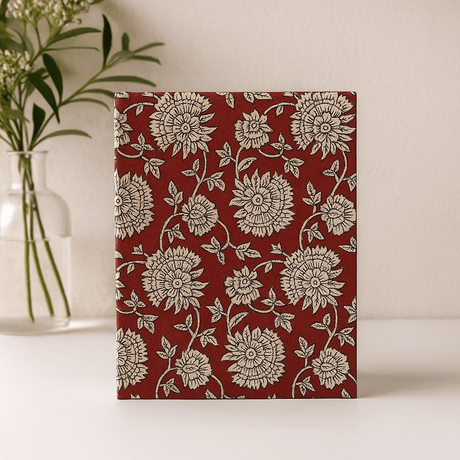 Notebook Cotton 20x15 cm 96 Pages Burgundy Floral - SHAMTAM.COM