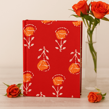Notizbuch aus Baumwolle, 20 x 15 cm, 96 Seiten, Rosenmotiv