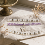 Nymph Spirit Gemstone Bracelet Set - Full Moon — styled in a warm, naturally lit interior