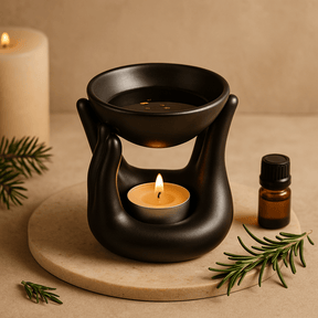 Oil And Wax Melt Burner Helping Hand Black - SHAMTAM.COM