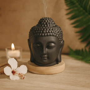 Oil Burner, Buddha Head Dark Brown - SHAMTAM.COM