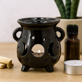 Oil Burner Cauldron Moon Phase Black - SHAMTAM.COM