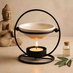 Oil Burner Ceramic and Metal Round Stand - SHAMTAM.COM