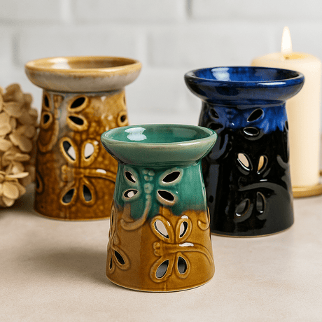 Oil Burner Ceramic Dragonfly Rustic Terracotta Assorted - SHAMTAM.COM