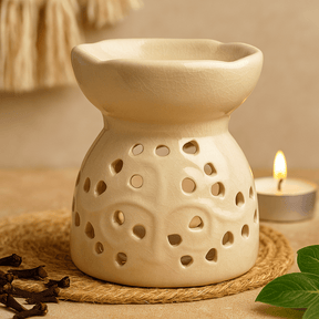 Oil Burner Ceramic Tree of Life Ivory - SHAMTAM.COM