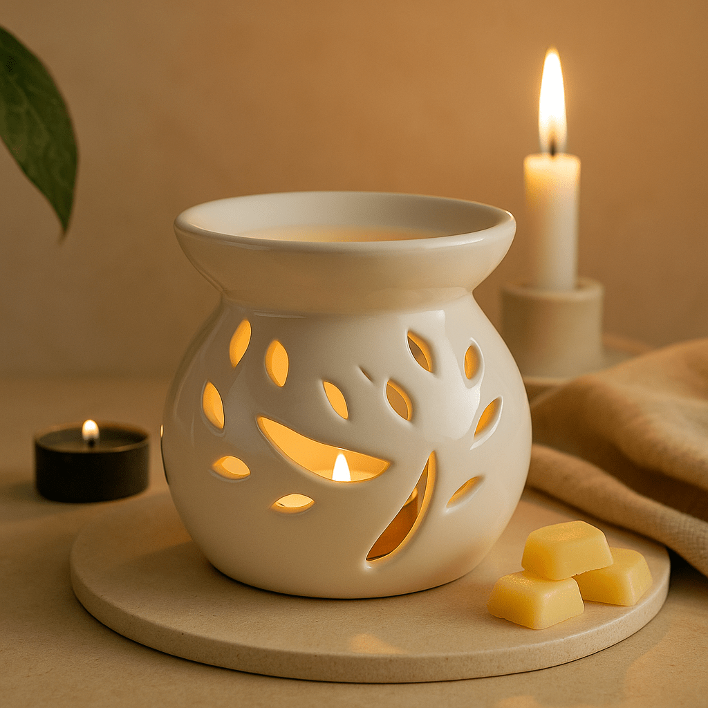 Oil Burner Ceramic White Tree Cutout - SHAMTAM.COM