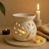 Oil Burner Ceramic White Tree Cutout - SHAMTAM.COM