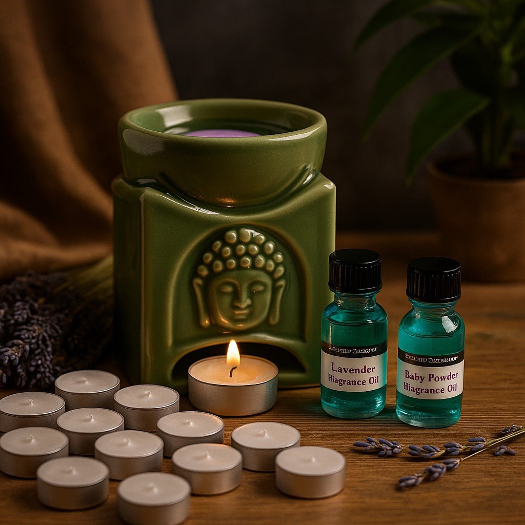 Oil Burner Kit, 30 Tealights 2 Fragrance Oils - SHAMTAM.COM