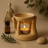 Oil Burner Wax Melt Burner - Open Hands Tan - SHAMTAM.COM