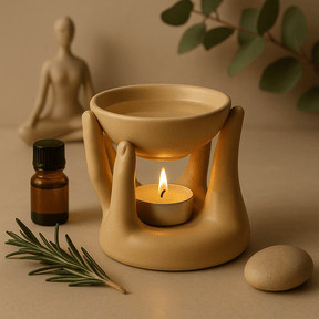 Oil Burner Wax Melt Burner - Open Hands Tan - SHAMTAM.COM